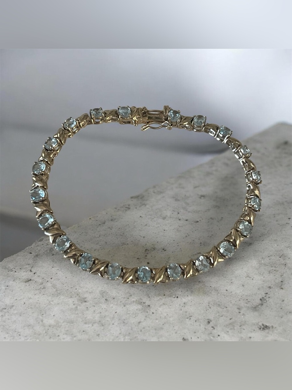 Vintage Sterling Silver Topaz Tennis Bracelet